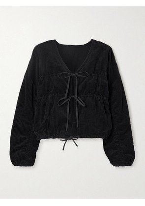 Deiji Studios - Reversible Tie-front Quilted Organic Cotton-corduroy Jacket - Black - XXS/XS,XS/S,S/M,M/L