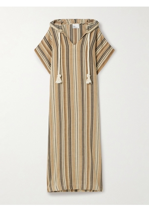 Lisa Marie Fernandez - Hooded Striped Linen-blend Kaftan - Neutrals - 0,1,2,3