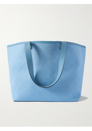 Gucci - Totissima Leather-trimmed Canvas-jacquard Tote - Blue - One size