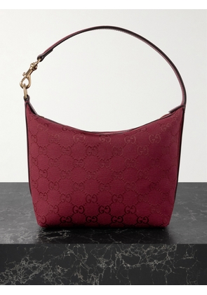 Gucci - Leather-trimmed Canvas-jacquard Shoulder Bag - Burgundy - One size