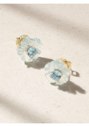 Irene Neuwirth - Tropical Flower 18-karat Gold Aquamarine Earrings - One size