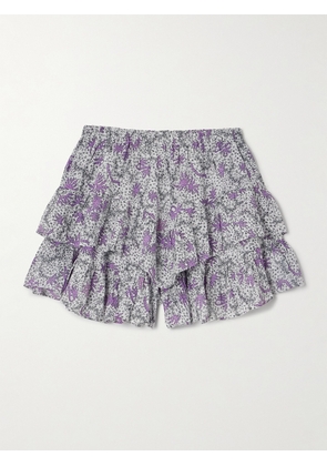 Marant Étoile - Jocadia Tiered Ruffled Printed Cotton-gauze Shorts - Ecru - FR34,FR36,FR38,FR40,FR42,FR44