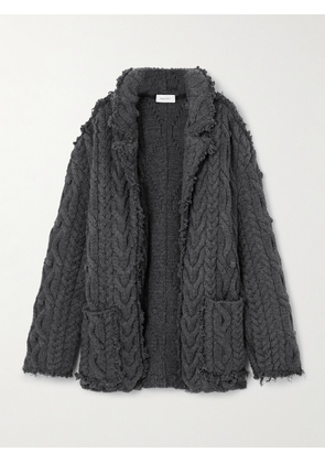 Alexander McQueen - Distressed Embellished Cable-knit Wool-blend Cardigan - Gray - XS,S,M
