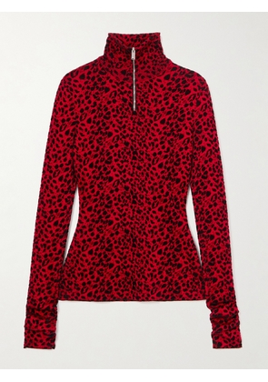 Alexander McQueen - Leopard-print Jersey Turtleneck Sweater - Red - XS,S,M,L
