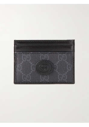 Gucci - Leather-Trimmed Monogrammed Coated-Canvas Cardholder - Men - Black