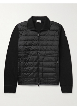 Moncler - Slim-Fit Panelled Wool-Blend and Quilted Shell Down Zip-Up Cardigan - Men - Black - S