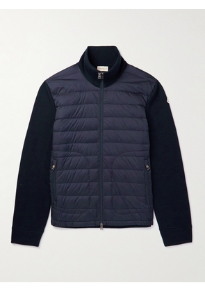 Moncler - Slim-Fit Panelled Wool-Blend and Quilted Shell Down Zip-Up Cardigan - Men - Blue - S