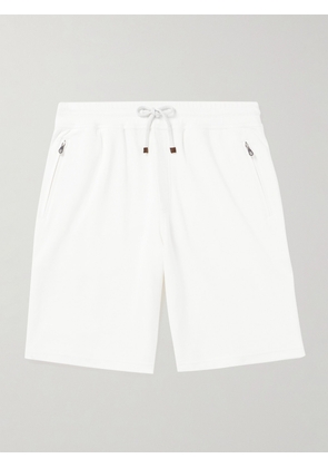 Brunello Cucinelli - Straight-Leg Cotton-Blend Jersey Drawstring Shorts - Men - White - XS