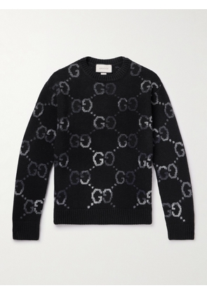 Gucci - Logo-Jacquard Wool-Blend Sweater - Men - Black - XS