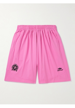 Balenciaga - Wide-Leg Logo-Embroidered Cotton-Jersey Shorts - Men - Pink - M