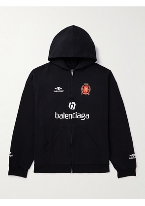 Balenciaga - 2024 Soccer Oversized Logo-Detailed Cotton-Jersey Zip-Up Hoodie - Men - Black - S