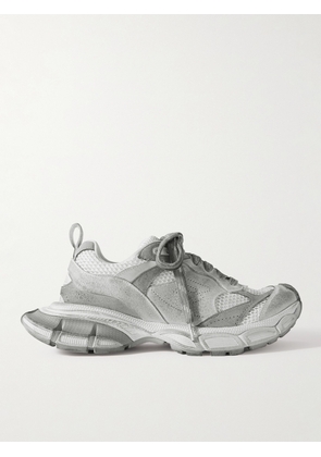 Balenciaga - 3XL Distressed Faux Suede and Mesh Sneakers - Men - Gray - EU 39