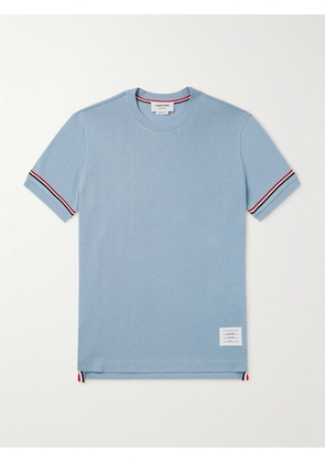 Thom Browne - Logo-Appliquéd Striped Knitted Cotton T-Shirt - Men - Blue - 0