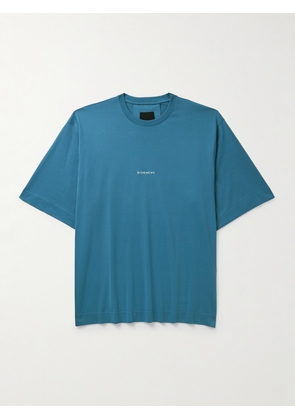 Givenchy - Aqua Star Story Oversized Logo-Embroidered Printed Cotton-Jersey T-Shirt - Men - Blue - S