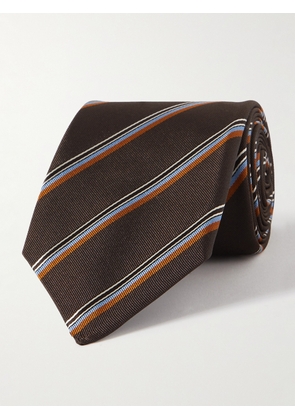 Gucci - 7cm Logo-Embroidered Striped Silk-Twill Tie - Men - Brown