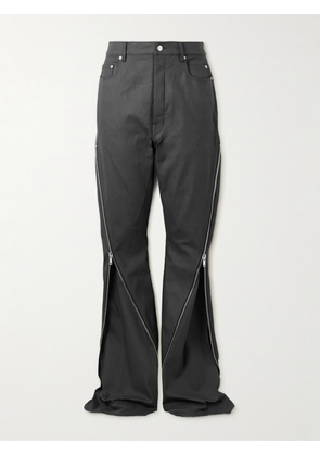 Rick Owens - Bolan Banana Slim-Fit Straight-Leg Zip-Detailed Waxed Jeans - Men - Black - UK/US 28