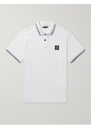 Stone Island - Logo-Appliquéd Stretch-Cotton Piqué Polo Shirt - Men - White - S