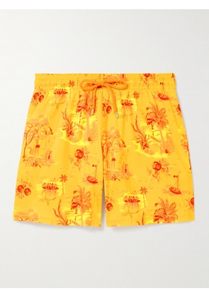 Vilebrequin - Mahina Straight-Leg Mid-Length Printed Recycled Swim Shorts - Men - Orange - S