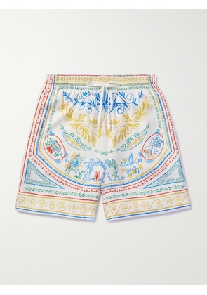 Casablanca - Crayon Vase Straight-Leg Printed Silk-Twill Drawstring Shorts - Men - Multi - S