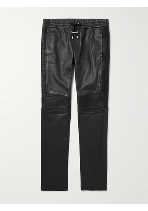 Balmain - Slim-Fit Panelled Leather Trousers - Men - Black - IT 46