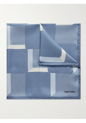 TOM FORD - Printed Silk-Twill Pocket Square - Men - Blue