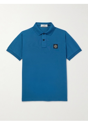 Stone Island - Logo-Appliquéd Cotton-Blend Piqué Polo Shirt - Men - Blue - S