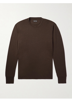 TOM FORD - Slim-Fit Lyocell and Cotton-Blend T-Shirt - Men - Brown - IT 44