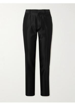 TOM FORD - Dyylan Tapered Wool and Silk-Blend Twill Suit Trousers - Men - Black - IT 46