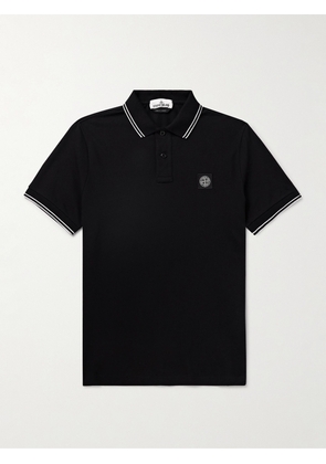 Stone Island - Logo-Appliquéd Stretch-Cotton Piqué Polo Shirt - Men - Black - S
