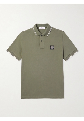 Stone Island - Logo-Appliquéd Stretch-Cotton Piqué Polo Shirt - Men - Green - S