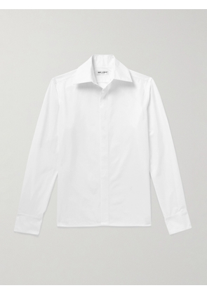 SAINT LAURENT - Logo-Embroidered Cotton Shirt - Men - White - 39