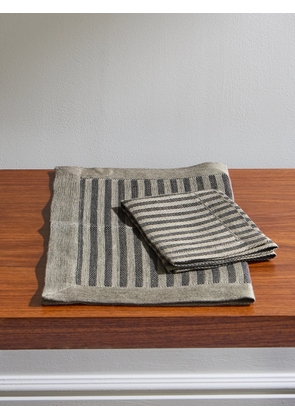 Brunello Cucinelli - Striped Herringbone Linen Placemat and Napkins Set - Men - Gray