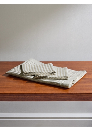 Brunello Cucinelli - Striped Herringbone Linen Table Runner and Napkins Set - Men - Gray