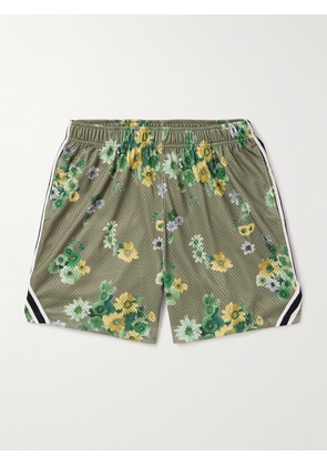 John Elliott - Rivalry Straight-Leg Webbing-Trimmed Floral-Print Mesh Shorts - Men - Green - S