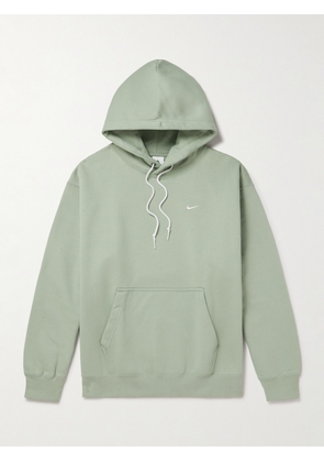 Nike - Solo Swoosh Logo-Embroidered Cotton-Blend Jersey Hoodie - Men - Green - S