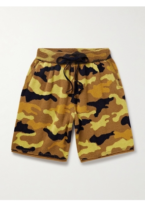 The Elder Statesman - Straight-Leg Camouflage-Jacquard Cashmere Drawstring Shorts - Men - Brown - S