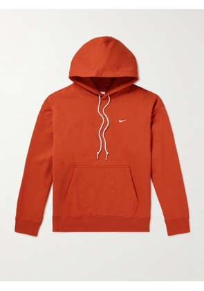 Nike - Solo Swoosh Logo-Embroidered Cotton-Blend Jersey Hoodie - Men - Red - S