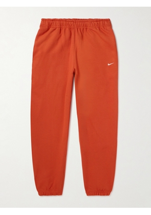 Nike - Solo Swoosh Tapered Logo-Embroidered Cotton-Blend Jersey Sweatpants - Men - Red - S
