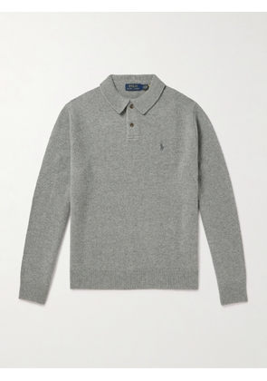 Polo Ralph Lauren - Logo-Embroidered Wool and Cashmere-Blend Polo Sweater - Men - Gray - M