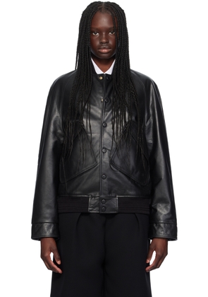 Victoria Beckham Black Varsity Leather Jacket