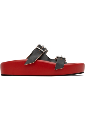 MM6 Maison Margiela Black & Red Sunken Buckle Sandals