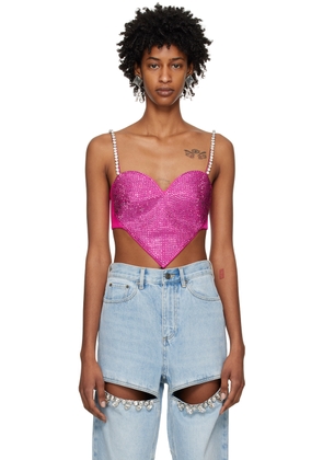 AREA Pink Crystal Heart Camisole