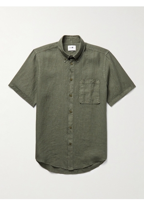 NN07 - Arne 5706 Button-Down Collar Linen Shirt - Men - Green - S