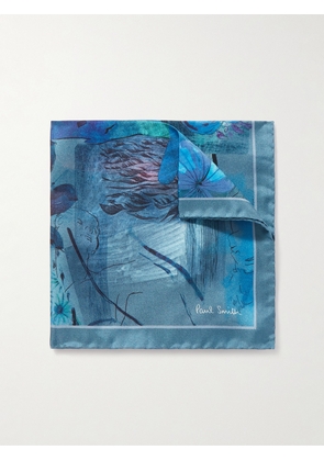 Paul Smith - Floral-Print Silk-Twill Pocket Square - Men - Blue