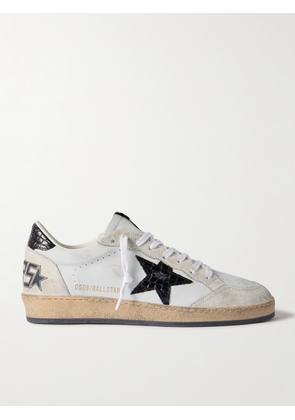 Golden Goose - Ball Star Distressed Suede-Trimmed Leather Sneakers - Men - Gray - EU 39