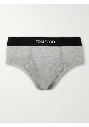 TOM FORD - Stretch-Cotton and Modal-Blend Briefs - Men - Gray - S