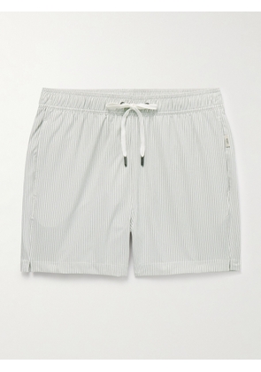 Onia - Charles Straight-Leg Mid-Length Striped Seersucker Swim Shorts - Men - Green - S