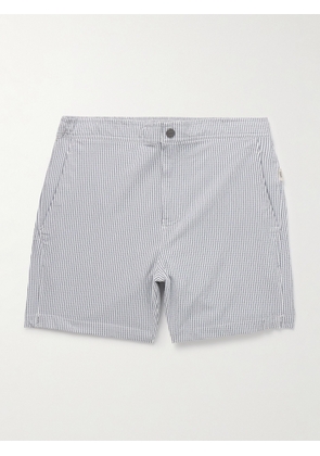 Onia - Calder Straight-Leg Mid-Length Striped Seersucker Swim Shorts - Men - Blue - S