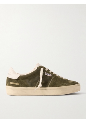 Golden Goose - Soul-Star Distressed Leather-Trimmed Suede Sneakers - Men - Green - EU 39