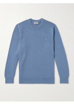 Carhartt WIP - Caleb Logo-Appliquéd Pointelle-Knit Cotton Sweater - Men - Blue - S